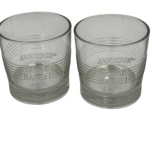 Set of 2 Jameson Black Barrel Whiskey Rocks Glasses Embossed‎ Logo